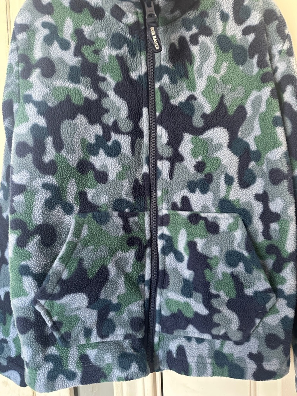 Eddie Bauer Kids Full-Zip Fleece Jacket Blue Green Camo Print S (7/8) - Picture 4 of 5